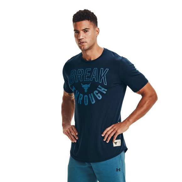 🌿Sale🌿 Under Armour T-Shirt Rock Cotton Blue Men's Size XXL 1357191 408 - Picture 3 of 5